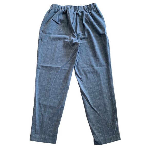 Nine West Petite Relaxed Crop Gray Plaid Dress Pants Elastic Waist & Pockets PXS - Picture 8 of 11
